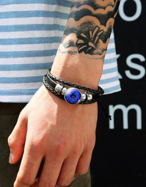 🔥Zodiac Constellation Black Leather Guardian Bracelet 🔥