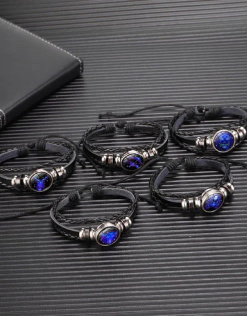 🔥Zodiac Constellation Black Leather Guardian Bracelet 🔥
