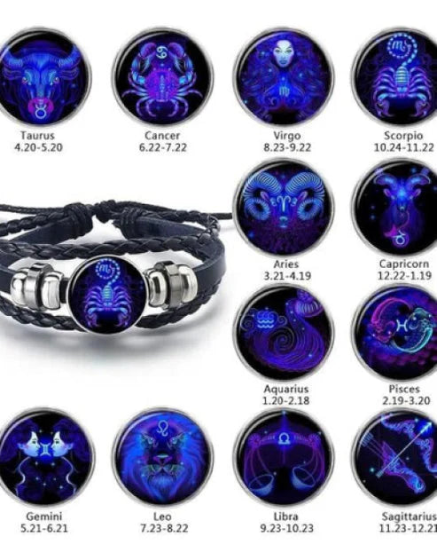 🔥Zodiac Constellation Black Leather Guardian Bracelet 🔥