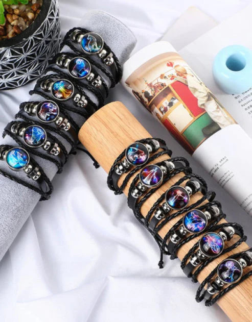 🔥Zodiac Constellation Black Leather Guardian Bracelet 🔥